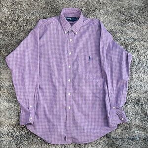 Polo by Ralph Lauren Purple Micro-Check Button-Down Dress Shirt